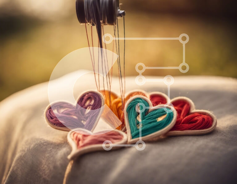 Intra Συλλεκτικό Ξύλινο Παζλ Plywood  4mm - Πολύχρωμες κλωστές κεντήματος σε σχήμα καρδιάς με βελόνα Σε Ξύλινο Κουτί - Διαστάσεις Puzzle: 10x10 cm – 25 κομμάτια