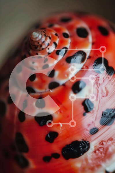 Σετ των 2 Intra Συλλεκτικό Ξύλινο Παζλ Plywood  4mm - Κόκκινο κοχύλι με ασπρόμαυρες κηλίδες Σε Ξύλινο Κουτί - Διαστάσεις: 10x10 cm – 25 κομμάτια