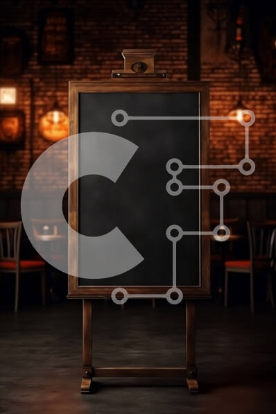 Intra Συλλεκτικό Ξύλινο Παζλ Plywood  4mm - Άνετο και οικείο εσωτερικό εστιατόριο με μενού πίνακα κιμωλίας και μπάρμαν Σε Ξύλινο Κουτί - Διαστάσεις Puzzle: 10x10 cm – 25 κομμάτια