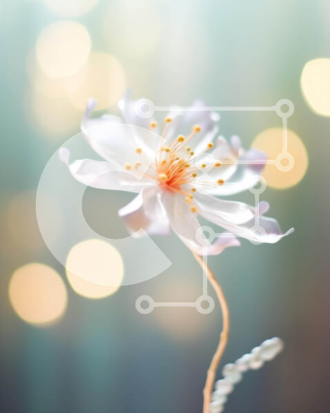 Σετ των 2 Intra Συλλεκτικό Ξύλινο Παζλ Plywood  4mm - Όμορφο ανθισμένο λευκό λουλούδι με φώτα Bokeh Σε Ξύλινο Κουτί - Διαστάσεις: 10x10 cm – 25 κομμάτια