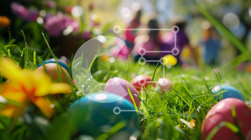 Intra Συλλεκτικό Ξύλινο Παζλ Plywood  4mm - Παιδιά που παίζουν με τα αυγά του Πάσχα και τα λουλούδια στο γρασίδι Σε Ξύλινο Κουτί - Διαστάσεις: 10x10 cm – 25 κομμάτια