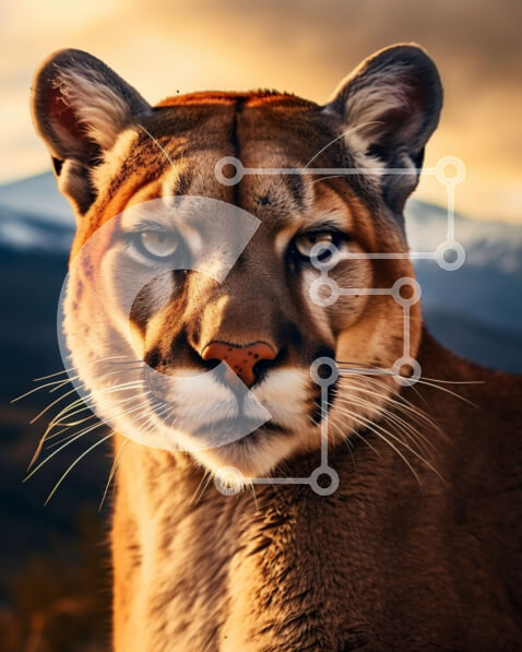 Σετ των 2 Intra Συλλεκτικό Ξύλινο Παζλ Plywood  4mm - Εκπληκτική εικόνα ενός ορεινού λιονταριού (Cougar) στην άγρια ​​φύση Σε Ξύλινο Κουτί - Διαστάσεις: 10x10 cm – 25 κομμάτια