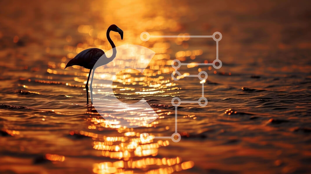 Intra Συλλεκτικό Ξύλινο Παζλ Plywood  4mm - Όμορφη σιλουέτα Flamingo στο ηλιοβασίλεμα Σε Ξύλινο Κουτί - Διαστάσεις: 10x10 cm – 25 κομμάτια