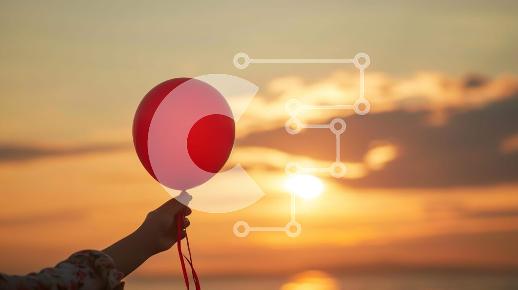 Intra Συλλεκτικό Ξύλινο Παζλ Plywood  4mm - Πρόσωπο που κρατά κόκκινο μπαλόνι στο ηλιοβασίλεμα δίπλα στον ωκεανό Σε Ξύλινο Κουτί - Διαστάσεις: 10x10 cm – 25 κομμάτια