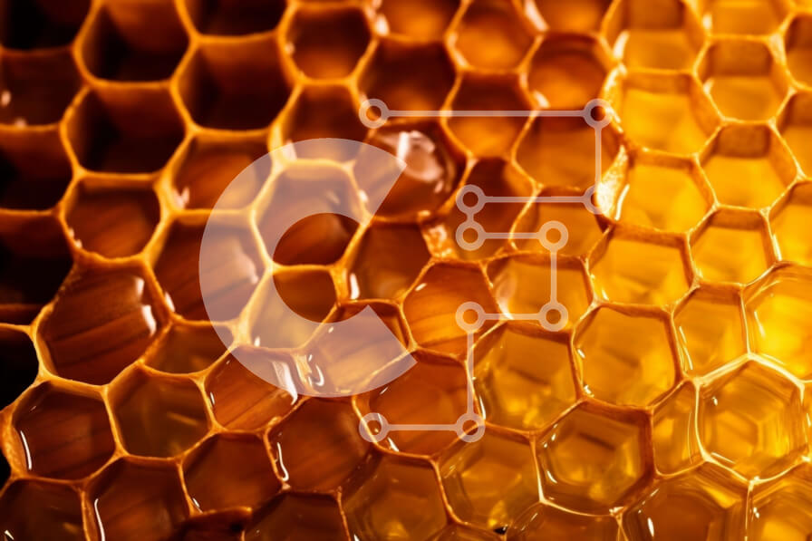 Intra Συλλεκτικό Ξύλινο Παζλ Plywood  4mm - Όμορφη κοντινή όψη της κηρήθρας από μέλισσες Σε Ξύλινο Κουτί - Διαστάσεις: 10x10 cm – 25 κομμάτια