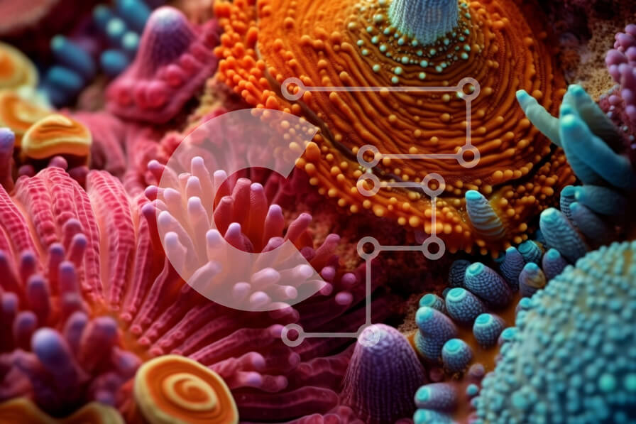 Intra Συλλεκτικό Ξύλινο Παζλ Plywood  4mm - Ζωντανή εικόνα περίπλοκου κοραλλιογενούς υφάλου με κοράλλι εγκεφάλου, κοράλλι αστεριών και κοράλλι μανιταριών Σε Ξύλινο Κουτί - Διαστάσεις: 10x10 cm – 25 κομμάτια