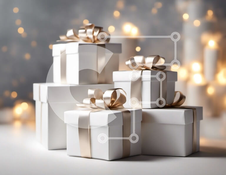 Intra Συλλεκτικό Ξύλινο Παζλ Plywood  4mm - Στοιβαγμένα κουτιά δώρων με χρυσές κορδέλες Σε Ξύλινο Κουτί - Διαστάσεις: 10x10 cm – 25 κομμάτια