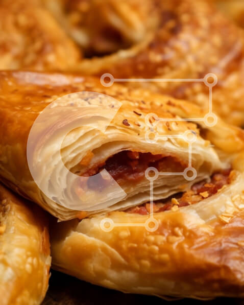 Σετ των 2 Intra Συλλεκτικό Ξύλινο Παζλ Plywood  4mm - Νόστιμα ζαχαροπλαστεία πεπερόνι και τυριού - από κοντά Σε Ξύλινο Κουτί - Διαστάσεις: 10x10 cm – 25 κομμάτια