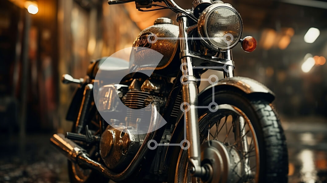 Intra Συλλεκτικό Ξύλινο Παζλ Plywood  4mm - Μοτοσικλέτα σε βρεγμένο δρόμο τη νύχτα Σε Ξύλινο Κουτί - Διαστάσεις Puzzle: 10x10 cm – 25 κομμάτια