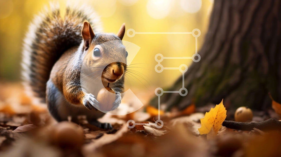 Intra Συλλεκτικό Ξύλινο Παζλ Plywood  4mm - Σκίουρος με το μήλο το φθινόπωρο Σε Ξύλινο Κουτί - Διαστάσεις: 10x10 cm – 25 κομμάτια