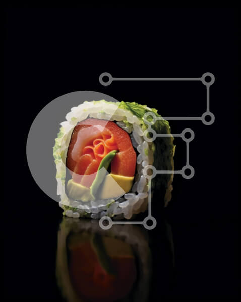 Σετ των 2 Intra Συλλεκτικό Ξύλινο Παζλ Plywood  4mm - Φρεσκοφτιαγμένο ρολό σούσι με αβοκάντο, τόνο και λαχανικά Σε Ξύλινο Κουτί - Διαστάσεις: 10x10 cm – 25 κομμάτια