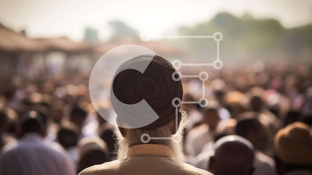 Intra Συλλεκτικό Ξύλινο Παζλ Plywood  4mm - Άνδρας με τουρμπάνι στο πλήθος Σε Ξύλινο Κουτί - Διαστάσεις Puzzle: 10x10 cm – 25 κομμάτια