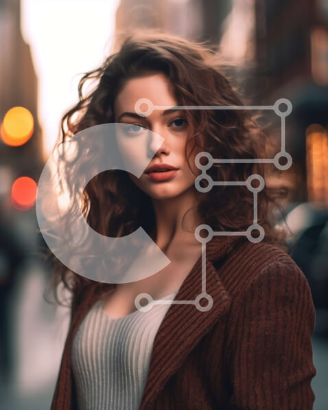 Intra Συλλεκτικό Ξύλινο Παζλ Plywood  4mm - Κομψή νεαρή γυναίκα στο δρόμο της πόλης το σούρουπο Σε Ξύλινο Κουτί - Διαστάσεις Puzzle: 10x10 cm – 25 κομμάτια