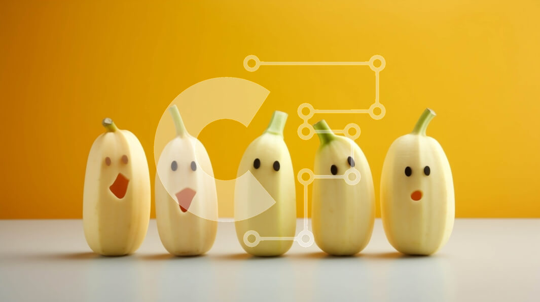 Σετ των 2 Intra Συλλεκτικό Ξύλινο Παζλ Plywood  4mm - Αστεία πρόσωπα μπανάνας σε πορτοκαλί φόντο Σε Ξύλινο Κουτί - Διαστάσεις: 10x10 cm – 25 κομμάτια