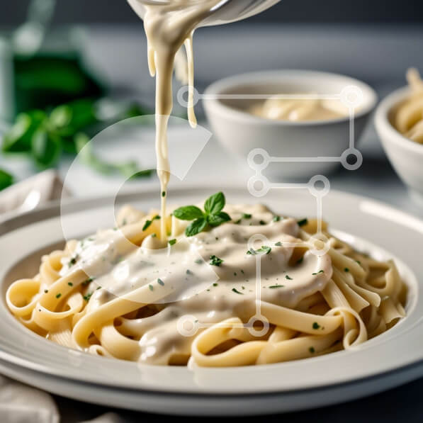 Σετ των 2 Intra Συλλεκτικό Ξύλινο Παζλ Plywood  4mm - Νόστιμο πιάτο ζυμαρικών με κρεμώδη σάλτσα και φρέσκο ​​μαϊντανό Σε Ξύλινο Κουτί - Διαστάσεις: 10x10 cm – 25 κομμάτια