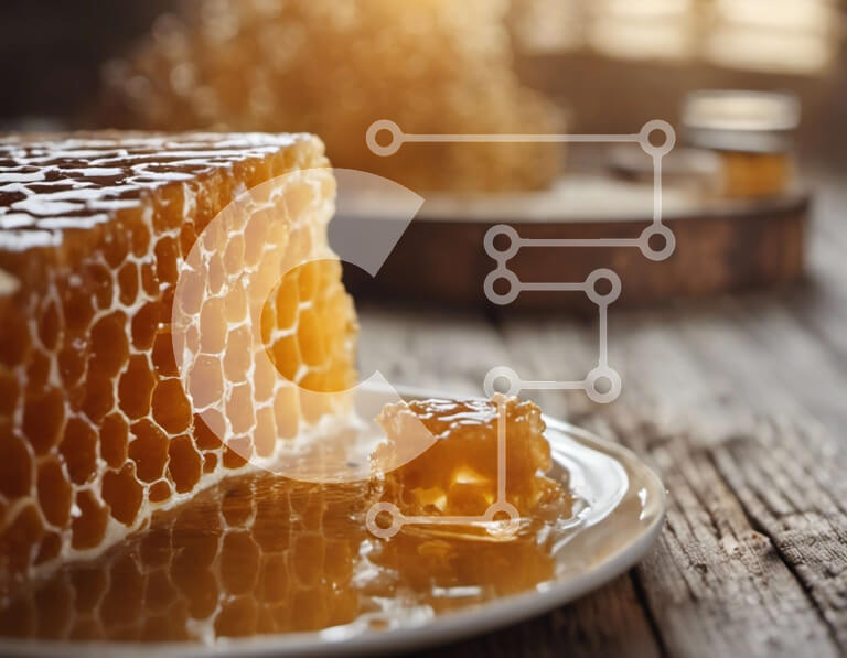 Σετ των 2 Intra Συλλεκτικό Ξύλινο Παζλ Plywood  4mm - Κηρήθρα με μέλι σε ένα πιάτο Σε Ξύλινο Κουτί - Διαστάσεις: 10x10 cm – 25 κομμάτια