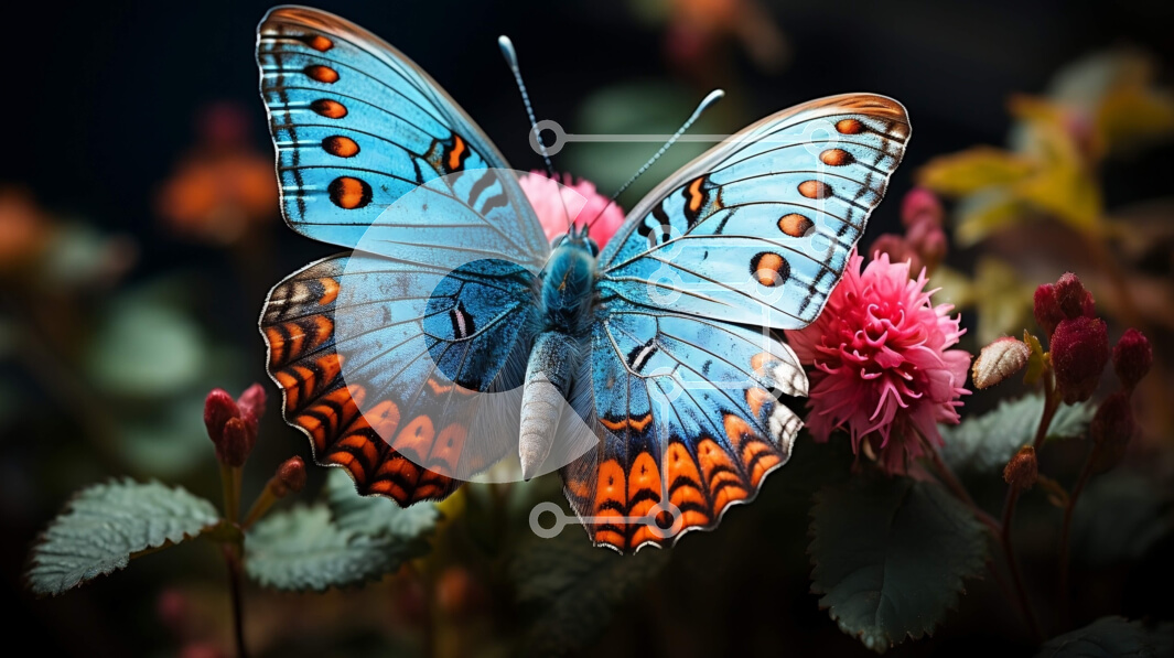 Intra Συλλεκτικό Ξύλινο Παζλ Plywood  4mm - Όμορφη εικόνα μιας μπλε πεταλούδας σε ένα ροζ λουλούδι Σε Ξύλινο Κουτί - Διαστάσεις: 10x10 cm – 25 κομμάτια