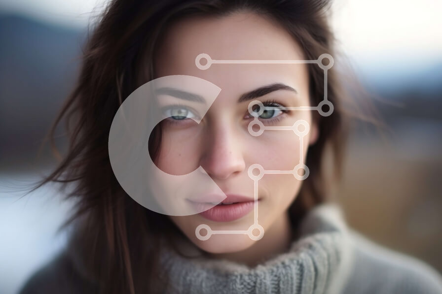 Intra Συλλεκτικό Ξύλινο Παζλ Plywood  4mm - Πορτρέτο μιας νεαρής γυναίκας με μακριά, ίσια μαλλιά και πράσινα μάτια Σε Ξύλινο Κουτί - Διαστάσεις Puzzle: 10x10 cm – 25 κομμάτια