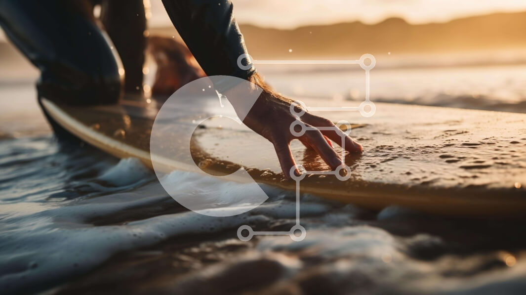 Intra Συλλεκτικό Ξύλινο Παζλ Plywood  4mm - Σέρφερ με σανίδα του σερφ στο νερό Σε Ξύλινο Κουτί - Διαστάσεις Puzzle: 10x10 cm – 25 κομμάτια