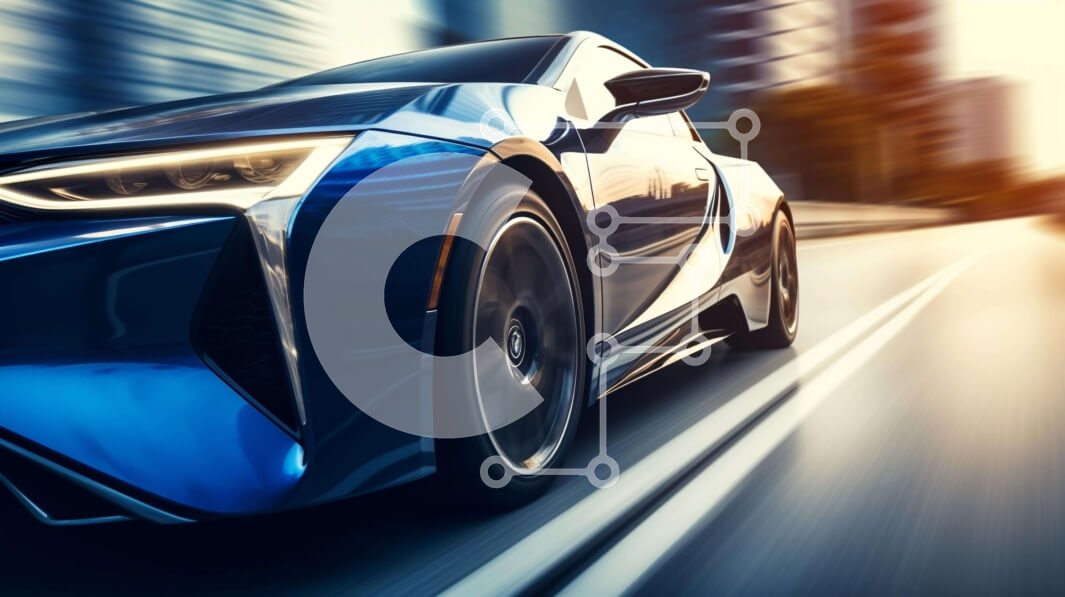 Intra Συλλεκτικό Ξύλινο Παζλ Plywood  4mm - Μπλε σπορ αυτοκίνητο που οδηγεί στην οδό Σε Ξύλινο Κουτί - Διαστάσεις Puzzle: 10x10 cm – 25 κομμάτια