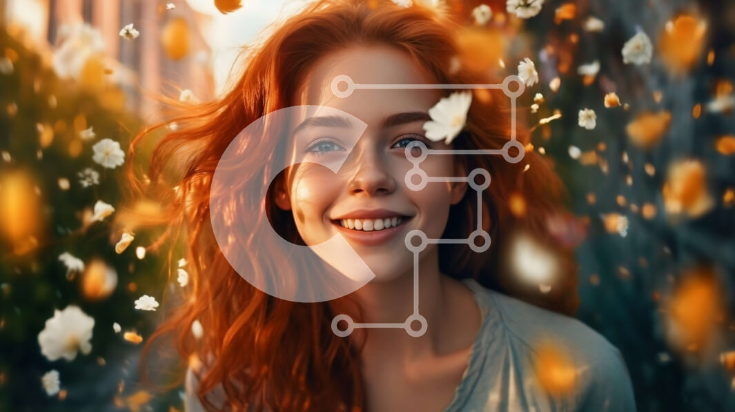 Intra Συλλεκτικό Ξύλινο Παζλ Plywood  4mm - Όμορφο πορτρέτο μιας κοκκινομάλλας γυναίκας σε ένα χωράφι λουλουδιών Σε Ξύλινο Κουτί - Διαστάσεις Puzzle: 10x10 cm – 25 κομμάτια