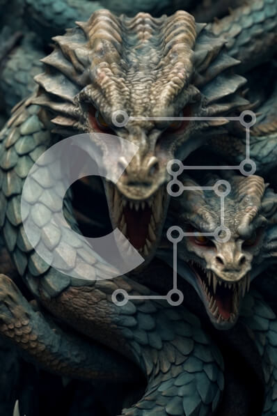 Intra Συλλεκτικό Ξύλινο Παζλ Plywood  4mm - Άγριος δράκος με λαμπερά κόκκινα μάτια και αιχμηρά δόντια Σε Ξύλινο Κουτί - Διαστάσεις Puzzle: 10x10 cm – 25 κομμάτια