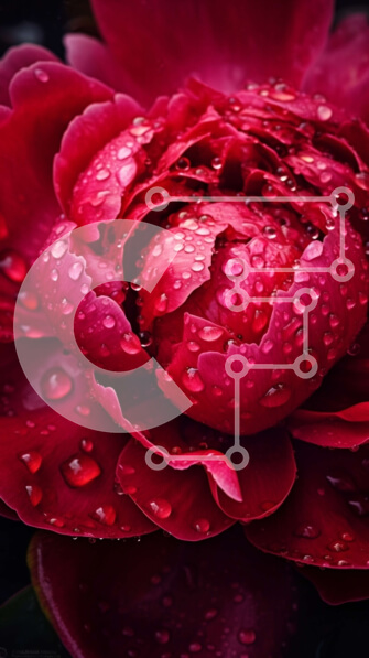 Σετ των 2 Intra Συλλεκτικό Ξύλινο Παζλ Plywood  4mm - Πανέμορφο κόκκινο λουλούδι παιώνιας με σταγονίδια νερού Σε Ξύλινο Κουτί - Διαστάσεις: 10x10 cm – 25 κομμάτια