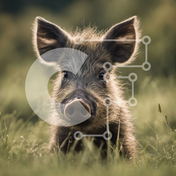 Intra Συλλεκτικό Ξύλινο Παζλ Plywood  4mm - Μικρό αγριογούρουνο σε ένα χωράφι με ψηλό γρασίδι Σε Ξύλινο Κουτί - Διαστάσεις: 10x10 cm – 25 κομμάτια