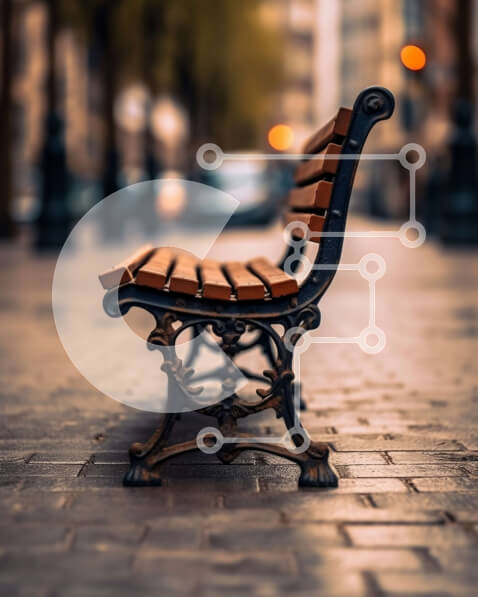 Intra Συλλεκτικό Ξύλινο Παζλ Plywood  4mm - Ξύλινος πάγκος στην Cobblestone Street στην πόλη Σε Ξύλινο Κουτί - Διαστάσεις Puzzle: 10x10 cm – 25 κομμάτια