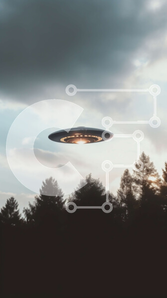 Intra Συλλεκτικό Ξύλινο Παζλ Plywood  4mm - Μαύρο UFO που αιωρείται πάνω από δέντρα Σε Ξύλινο Κουτί - Διαστάσεις Puzzle: 10x10 cm – 25 κομμάτια