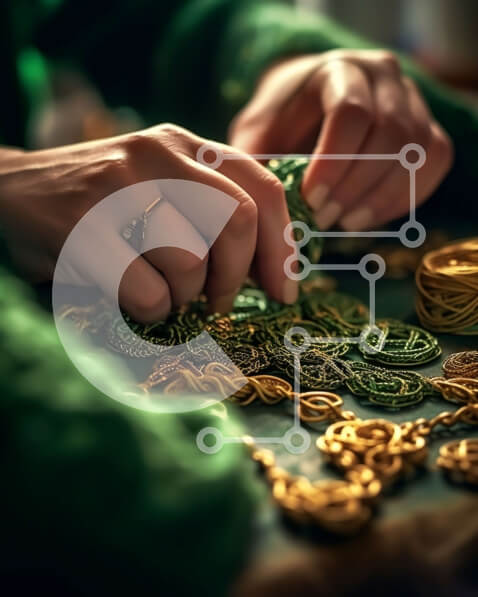 Intra Συλλεκτικό Ξύλινο Παζλ Plywood  4mm - Κοντινή εικόνα των χεριών που εργάζονται σε ένα κόσμημα Σε Ξύλινο Κουτί - Διαστάσεις Puzzle: 10x10 cm – 25 κομμάτια