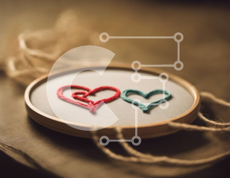 Intra Συλλεκτικό Ξύλινο Παζλ Plywood  4mm - Κέντημα Τσέρκι με Καρδιές - Αγάπη και Ρομαντισμός Σε Ξύλινο Κουτί - Διαστάσεις Puzzle: 10x10 cm – 25 κομμάτια