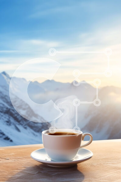 Σετ των 2 Intra Συλλεκτικό Ξύλινο Παζλ Plywood  4mm - Ζεστός καφές με γραφική θέα στο βουνό Σε Ξύλινο Κουτί - Διαστάσεις: 10x10 cm – 25 κομμάτια