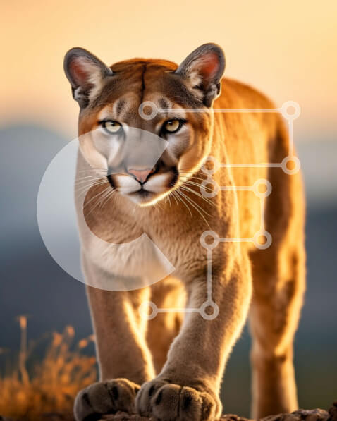 Σετ των 2 Intra Συλλεκτικό Ξύλινο Παζλ Plywood  4mm - Σαγηνευτική εικόνα ενός ορεινού λιονταριού σε ένα βραχώδες έδαφος Σε Ξύλινο Κουτί - Διαστάσεις: 10x10 cm – 25 κομμάτια