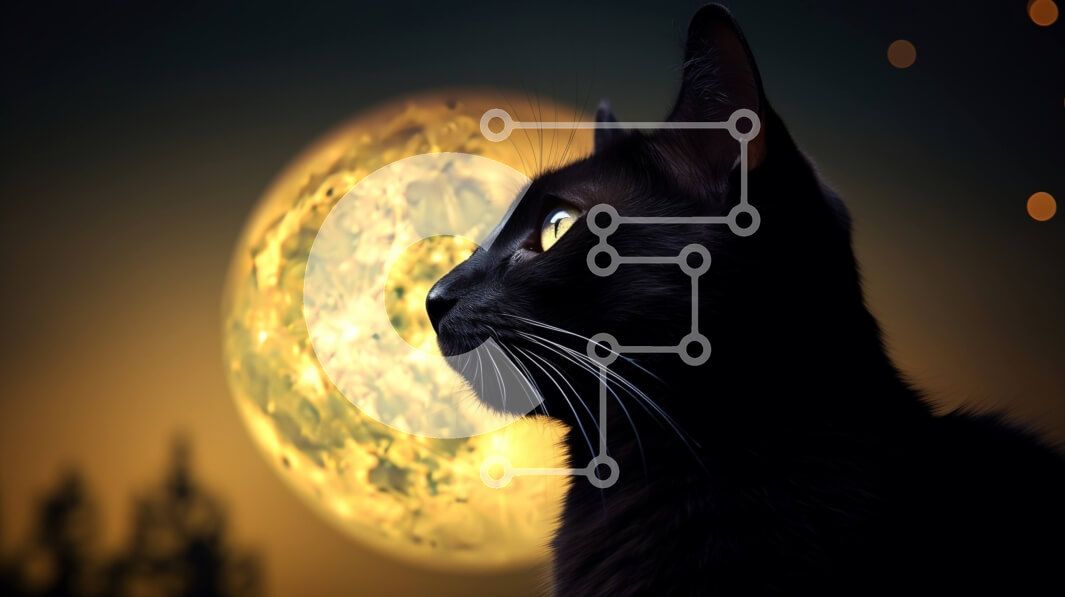 Σετ των 2 Intra Συλλεκτικό Ξύλινο Παζλ Plywood  4mm - Μυστηριώδης Νυχτερινή Σκηνή: Μαύρη Γάτα και Πανσέληνος Σε Ξύλινο Κουτί - Διαστάσεις: 10x10 cm – 25 κομμάτια