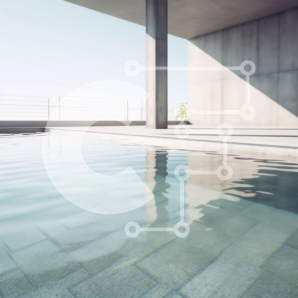 Intra Συλλεκτικό Ξύλινο Παζλ Plywood  4mm - Όμορφη εικόνα μιας άδειας πισίνας από σκυρόδεμα με καθαρό μπλε ουρανό Σε Ξύλινο Κουτί - Διαστάσεις Puzzle: 10x10 cm – 25 κομμάτια