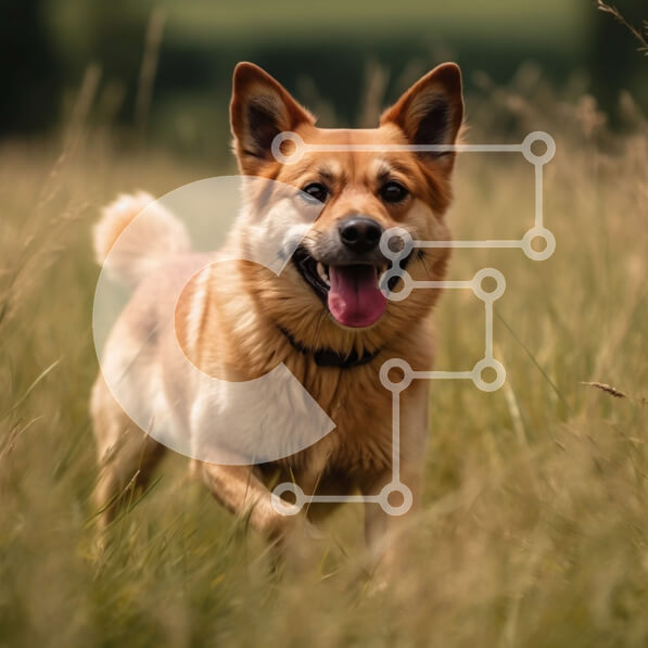 Intra Συλλεκτικό Ξύλινο Παζλ Plywood  4mm - Αξιολάτρευτη εικόνα ενός καφέ σκύλου που τρέχει μέσα από ένα χωράφι Σε Ξύλινο Κουτί - Διαστάσεις: 10x10 cm – 25 κομμάτια