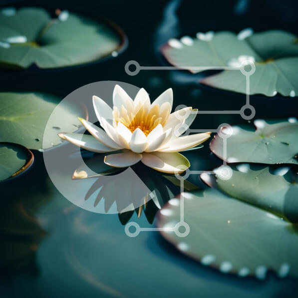 Intra Συλλεκτικό Ξύλινο Παζλ Plywood  4mm - Όμορφη εικόνα ενός λουλουδιού λευκού νούφαρου σε μια λίμνη Σε Ξύλινο Κουτί - Διαστάσεις: 10x10 cm – 25 κομμάτια