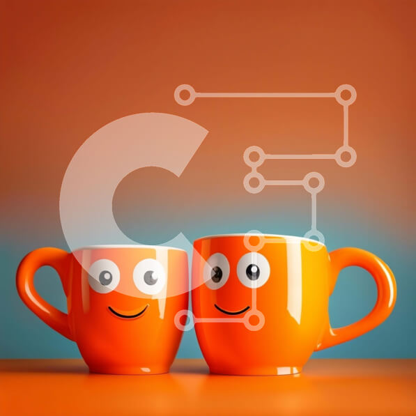 Intra Συλλεκτικό Ξύλινο Παζλ Plywood  4mm - Χαρούμενες πορτοκαλί κούπες με χαμογελαστά πρόσωπα Σε Ξύλινο Κουτί - Διαστάσεις: 10x10 cm – 25 κομμάτια