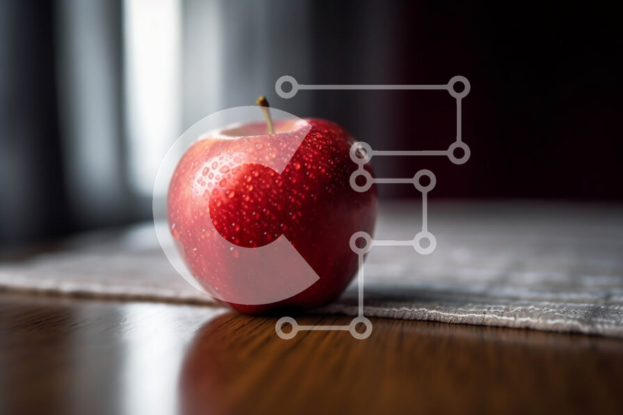 Σετ των 2 Intra Συλλεκτικό Ξύλινο Παζλ Plywood  4mm - Όμορφη εικόνα ενός κόκκινου μήλου σε ένα ξύλινο τραπέζι κοντά σε ένα παράθυρο Σε Ξύλινο Κουτί - Διαστάσεις: 10x10 cm – 25 κομμάτια