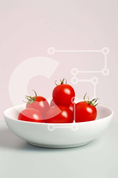 Σετ των 2 Intra Συλλεκτικό Ξύλινο Παζλ Plywood  4mm - Φρέσκες κόκκινες ντομάτες σε ένα άσπρο μπολ Σε Ξύλινο Κουτί - Διαστάσεις: 10x10 cm – 25 κομμάτια