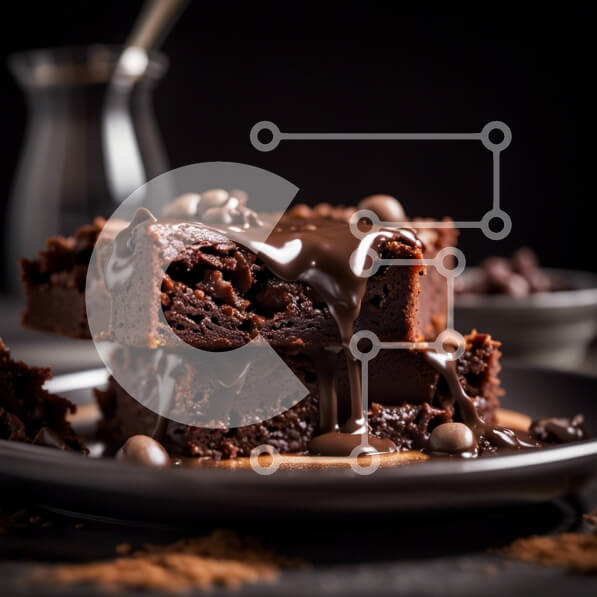 Σετ των 2 Intra Συλλεκτικό Ξύλινο Παζλ Plywood  4mm - Ακαταμάχητο Brownie σοκολάτας με σάλτσα σοκολάτας που στάζει Σε Ξύλινο Κουτί - Διαστάσεις: 10x10 cm – 25 κομμάτια