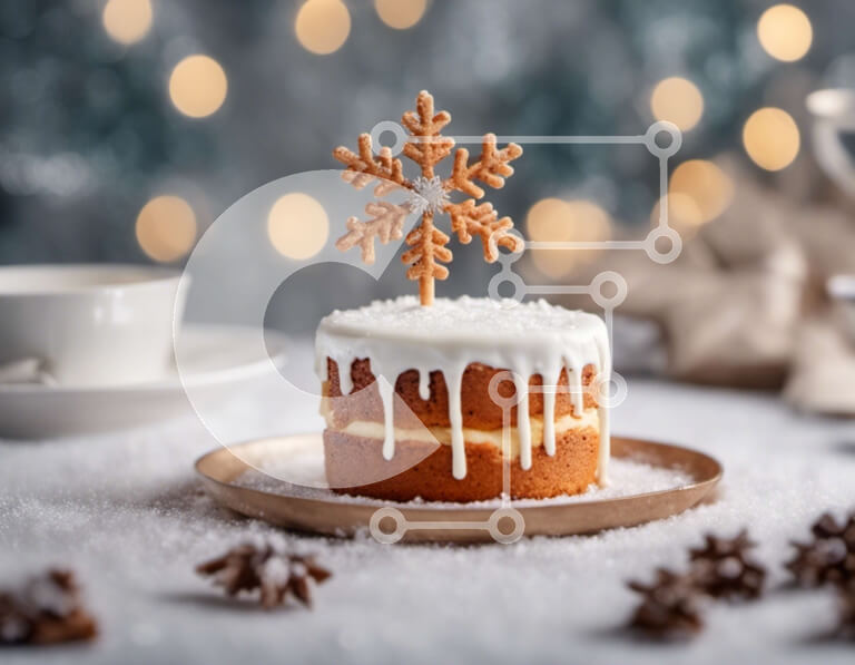 Σετ των 2 Intra Συλλεκτικό Ξύλινο Παζλ Plywood  4mm - Κέικ σε σχήμα νιφάδας χιονιού με γλάσο και πάγωμα Σε Ξύλινο Κουτί - Διαστάσεις: 10x10 cm – 25 κομμάτια