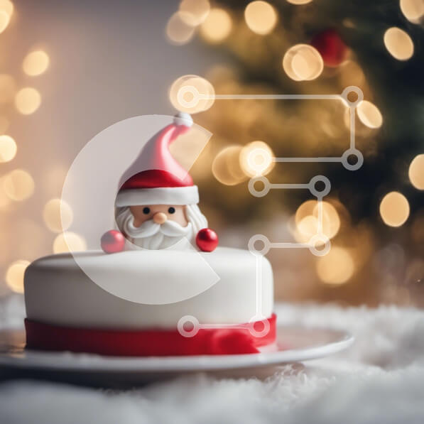 Intra Συλλεκτικό Ξύλινο Παζλ Plywood  4mm - Γιορτινή τούρτα Άγιου Βασίλη με κόκκινα και λευκά διακοσμητικά Σε Ξύλινο Κουτί - Διαστάσεις: 10x10 cm – 25 κομμάτια