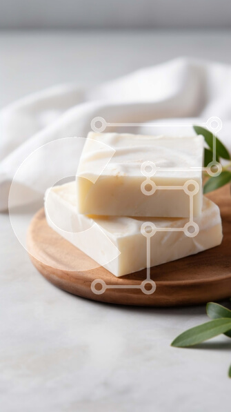 Intra Συλλεκτικό Ξύλινο Παζλ Plywood  4mm - Λευκό σαπούνι ελαιόλαδου με δεντρολίβανο σε ξύλινη σανίδα κοπής Σε Ξύλινο Κουτί - Διαστάσεις Puzzle: 10x10 cm – 25 κομμάτια