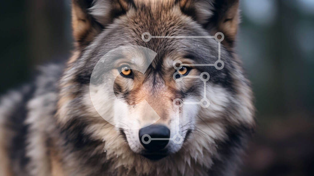 Σετ των 2 Intra Συλλεκτικό Ξύλινο Παζλ Plywood  4mm - Κοντινό πλάνο προσώπου λύκου με έντονη έκφραση Σε Ξύλινο Κουτί - Διαστάσεις: 10x10 cm – 25 κομμάτια