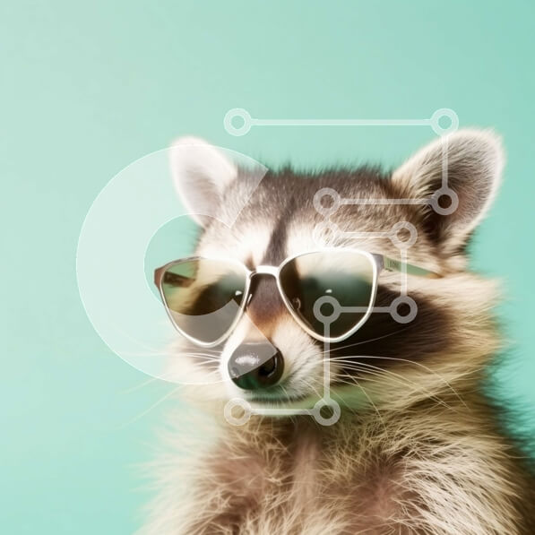 Intra Συλλεκτικό Ξύλινο Παζλ Plywood  4mm - Cool Raccoon που φοράει γυαλιά ηλίου Σε Ξύλινο Κουτί - Διαστάσεις: 10x10 cm – 25 κομμάτια