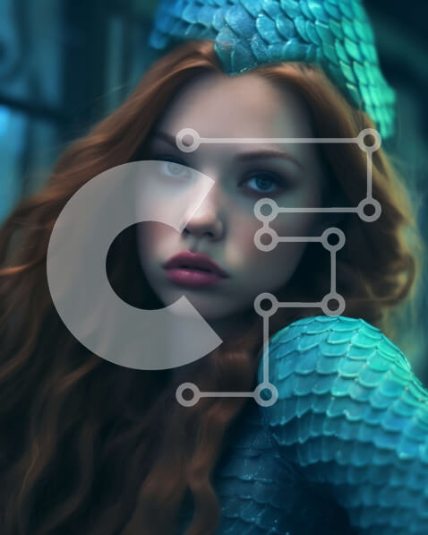 Intra Συλλεκτικό Ξύλινο Παζλ Plywood  4mm - Εκπληκτική Γοργόνα με κόκκινα μαλλιά και τρίαινα Σε Ξύλινο Κουτί - Διαστάσεις Puzzle: 10x10 cm – 25 κομμάτια