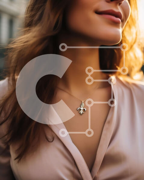 Intra Συλλεκτικό Ξύλινο Παζλ Plywood  4mm - Χαμογελαστή γυναίκα που φορά ένα κομψό κολιέ Σε Ξύλινο Κουτί - Διαστάσεις Puzzle: 10x10 cm – 25 κομμάτια