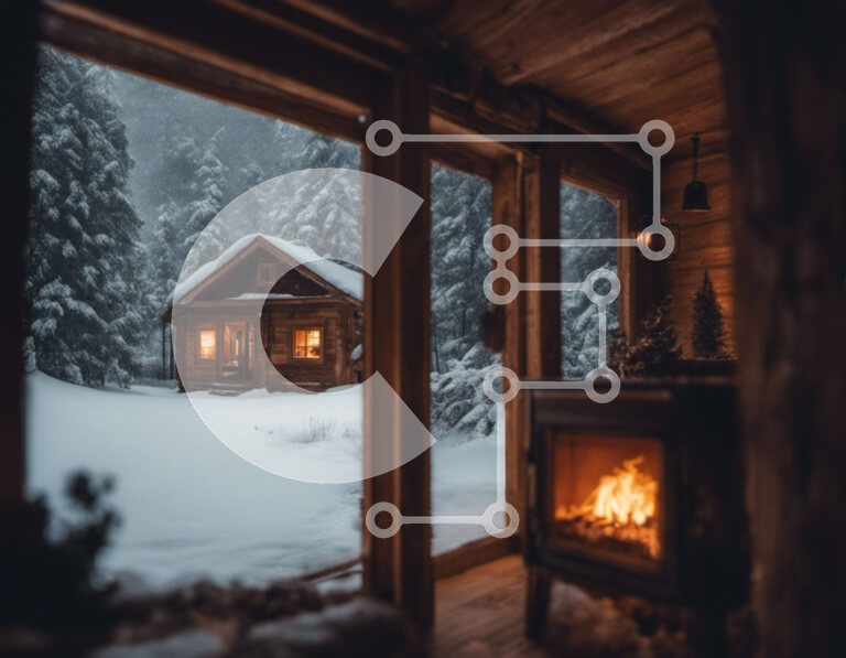 Intra Συλλεκτικό Ξύλινο Παζλ Plywood  4mm - Άνετη καμπίνα στο χιόνι με τζάκι Σε Ξύλινο Κουτί - Διαστάσεις: 10x10 cm – 25 κομμάτια